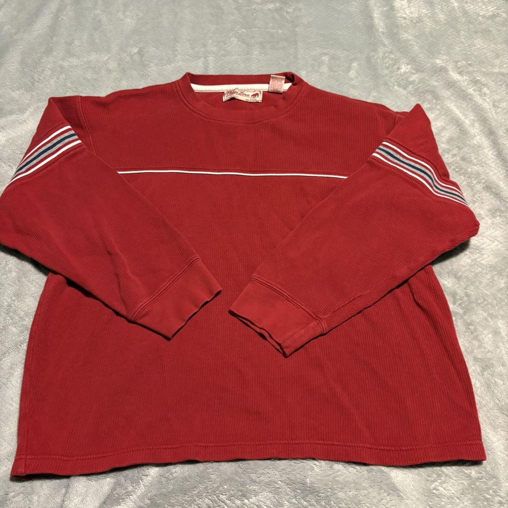 Vintage Y2K Point Zero Red Striped Crew Neck Long Sleeve Sweatshirt Sz M